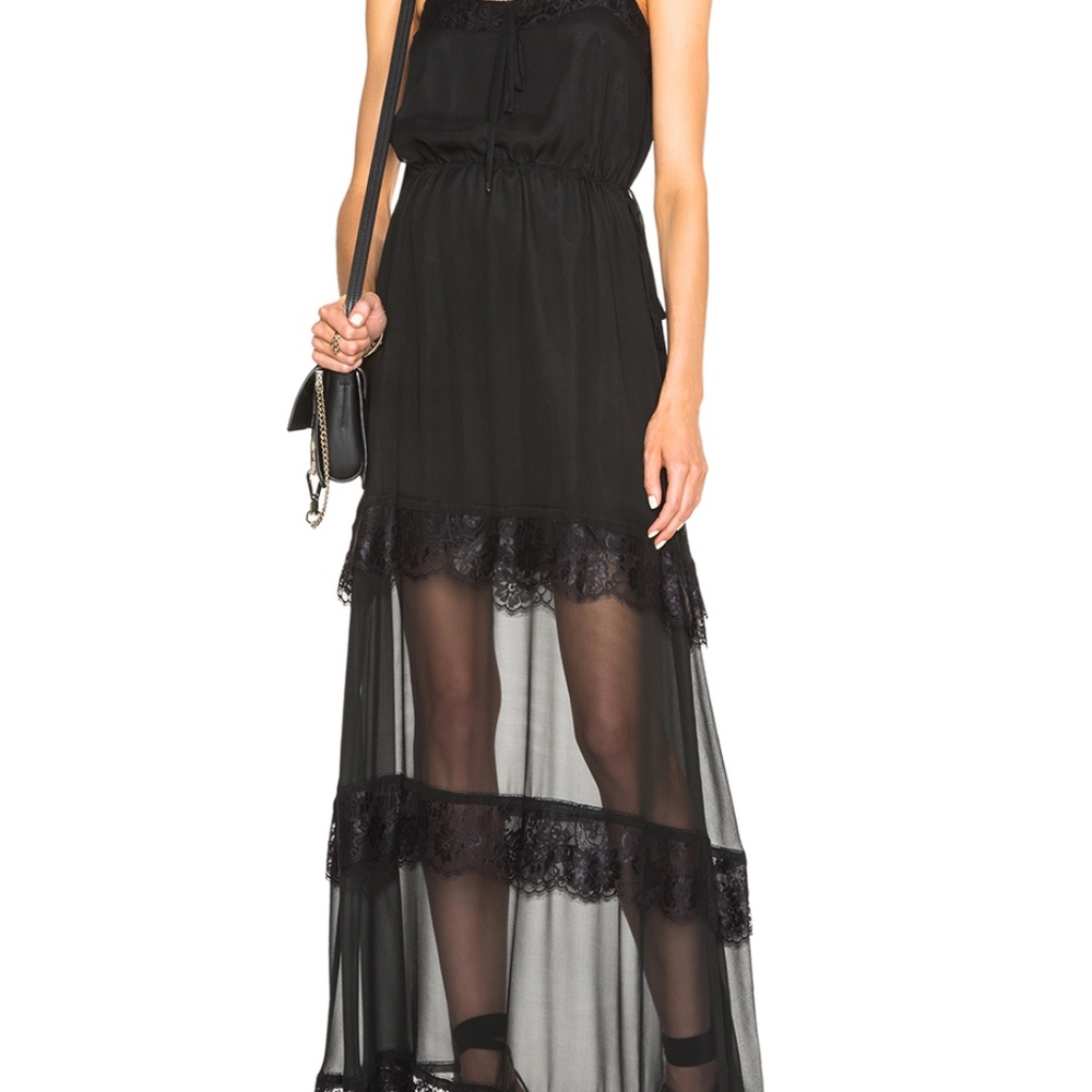 HAUTE HIPPIE SILK & LACE•TAG•LONG•MAXI•NWT